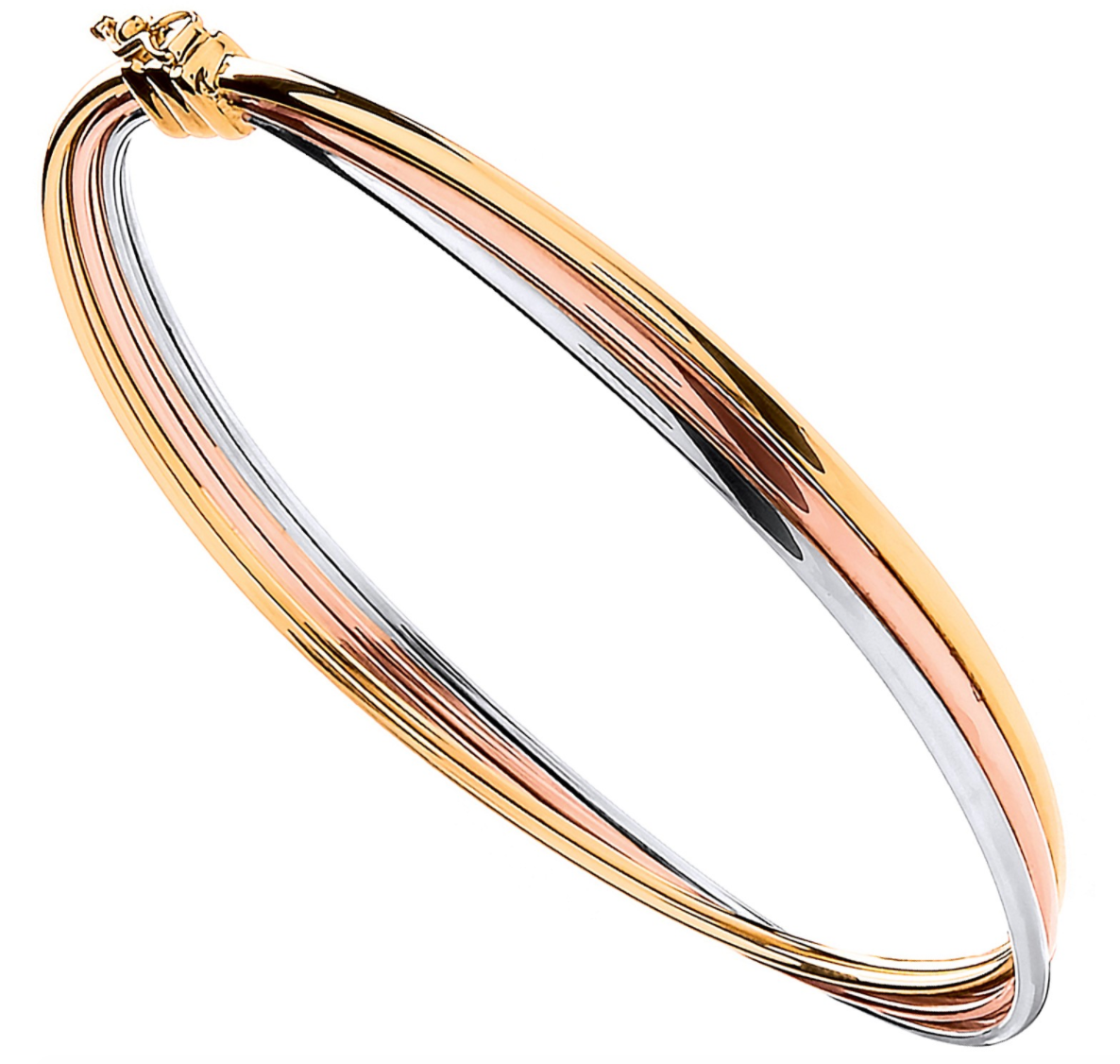 9ct Gold Ladies Tri Colour 8mm Russian Wedding Bangle – VIGGIANO