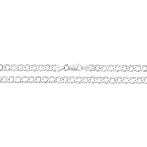 SOLID 925 Sterling Silver Mens 7mm Flat Open Curb Chain 18
