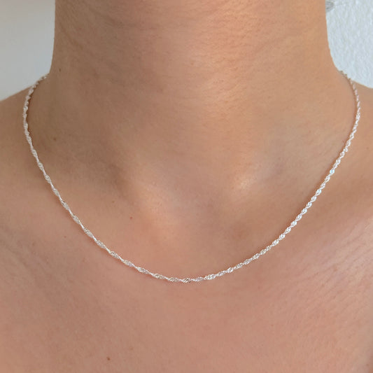 925 Sterling Silver Women 1.5mm Singapore Chain