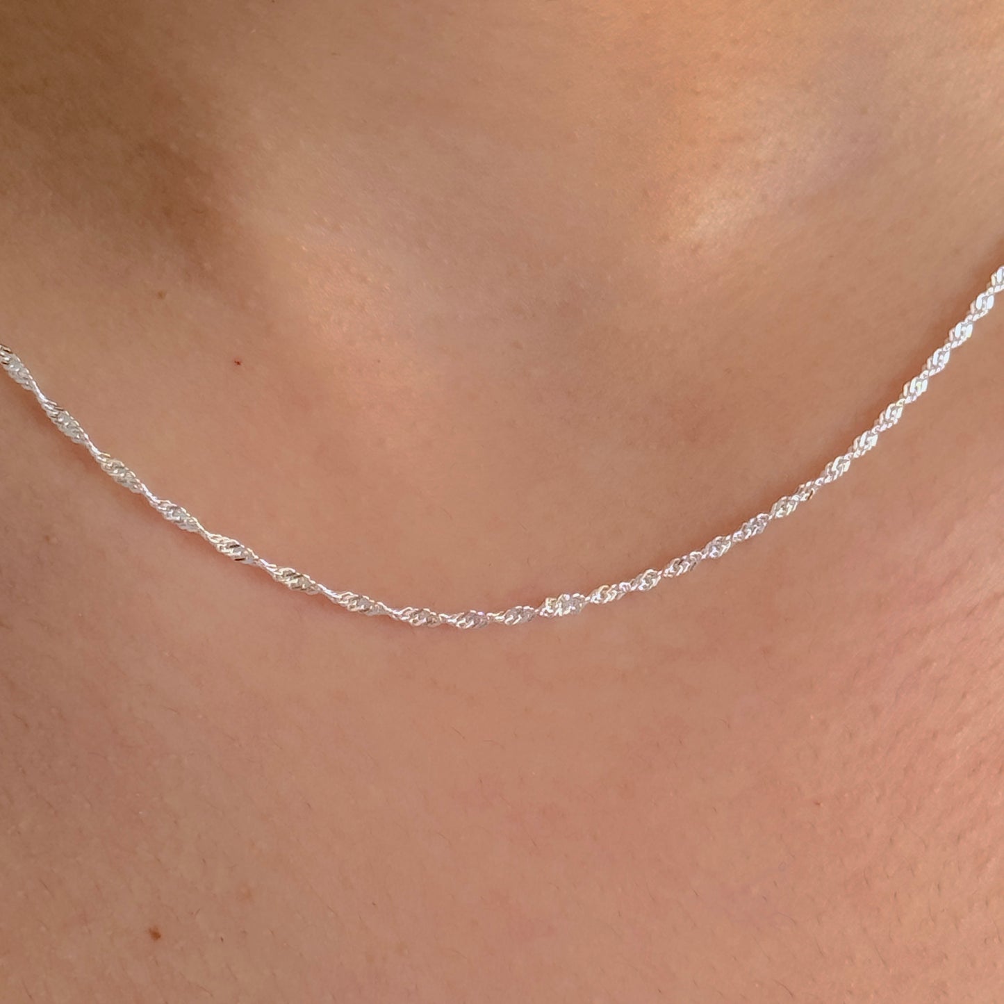 925 Sterling Silver Women 1.5mm Singapore Chain