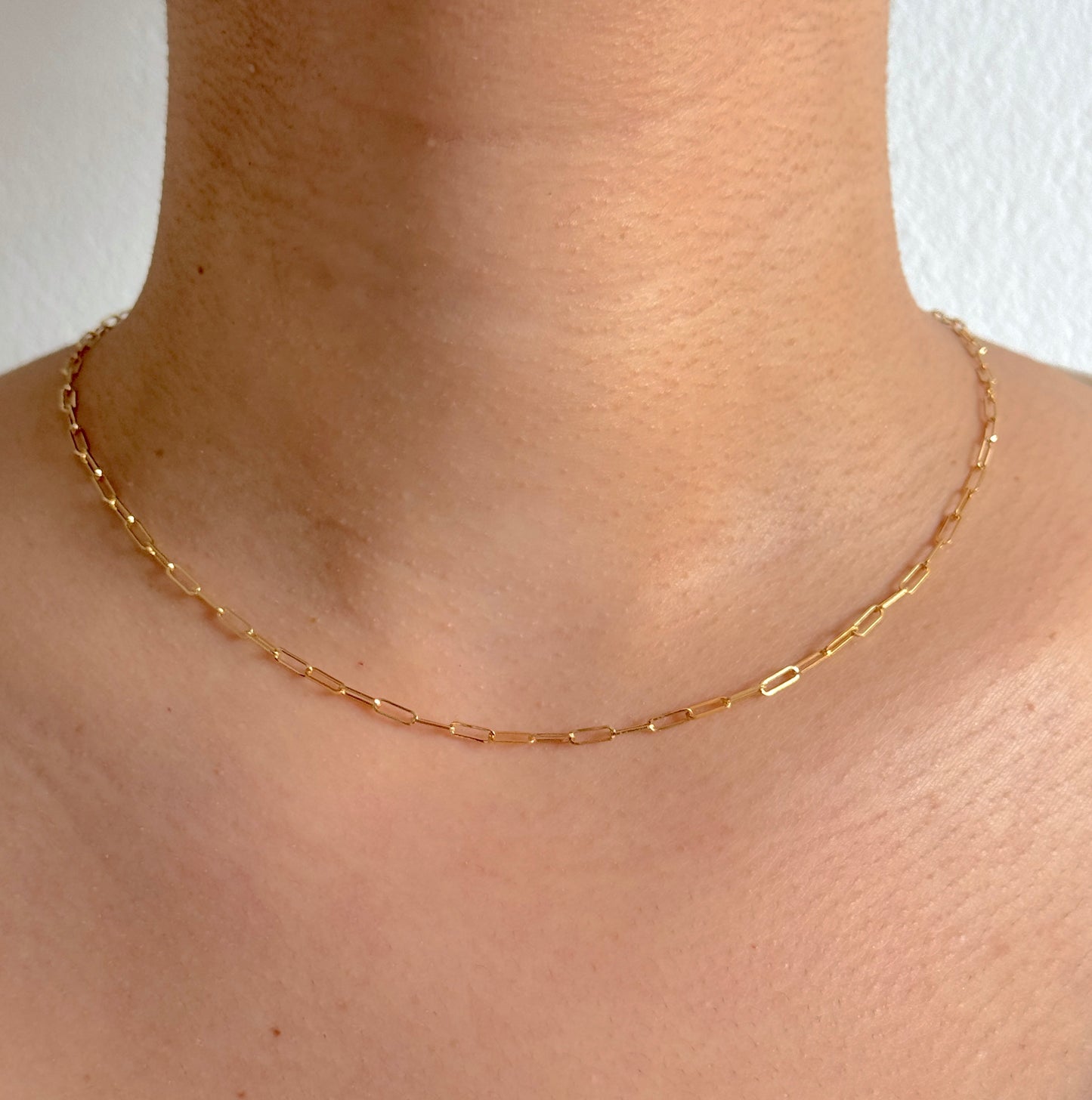 9ct Yellow Gold Women 2mm Solid Paperclip Chain