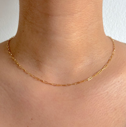 9ct Yellow Gold Women 2mm Solid Paperclip Chain