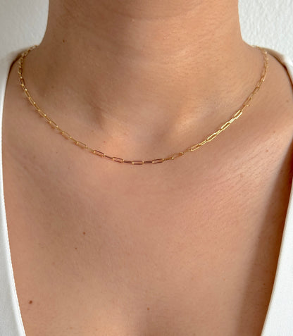 9ct Yellow Gold Women 2mm Solid Paperclip Chain