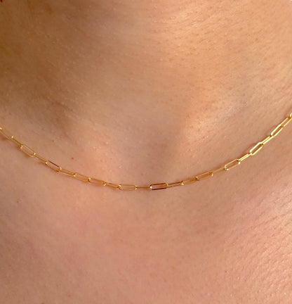 9ct Yellow Gold Women 2mm Solid Paperclip Chain