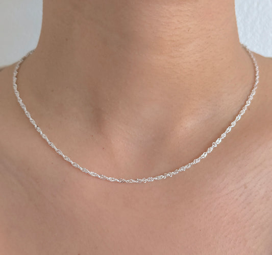 925 Sterling Silver Women 2mm Singapore Chain