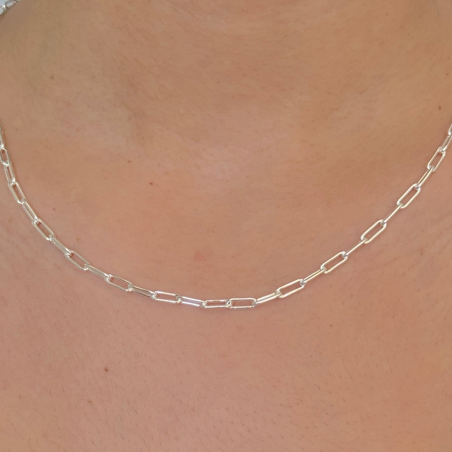 925 Sterling Silver Women 3.5mm Paperclip Chain