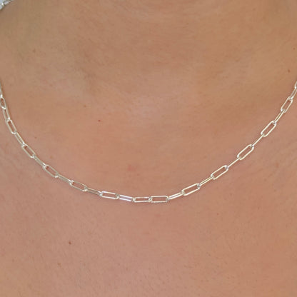 925 Sterling Silver Women 3.5mm Paperclip Chain