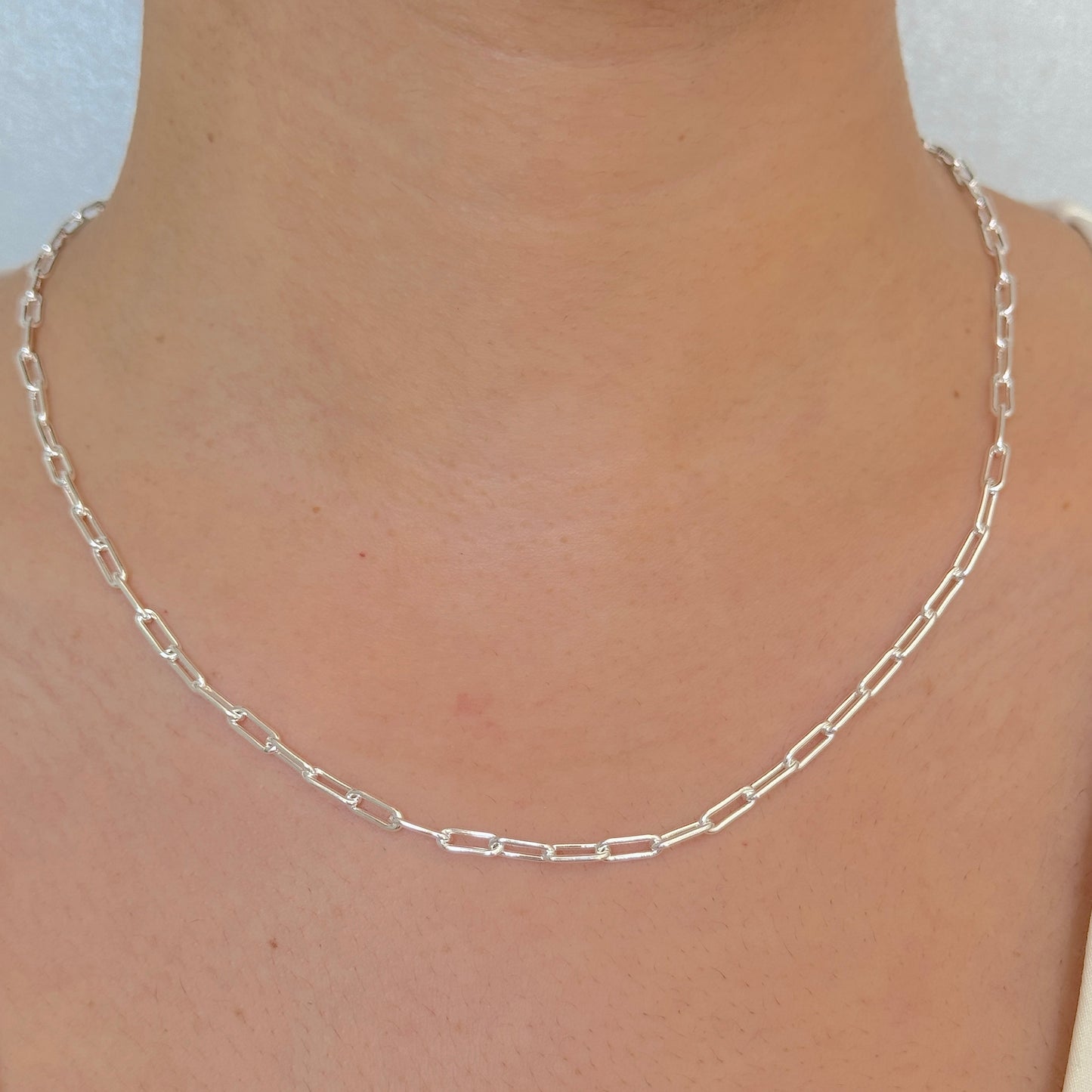 925 Sterling Silver Women 3.5mm Paperclip Chain