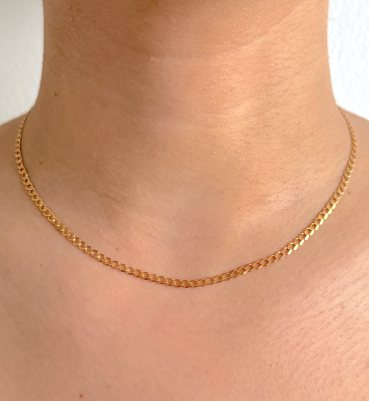 9ct Yellow Gold Women 3mm Flat Curb Chain