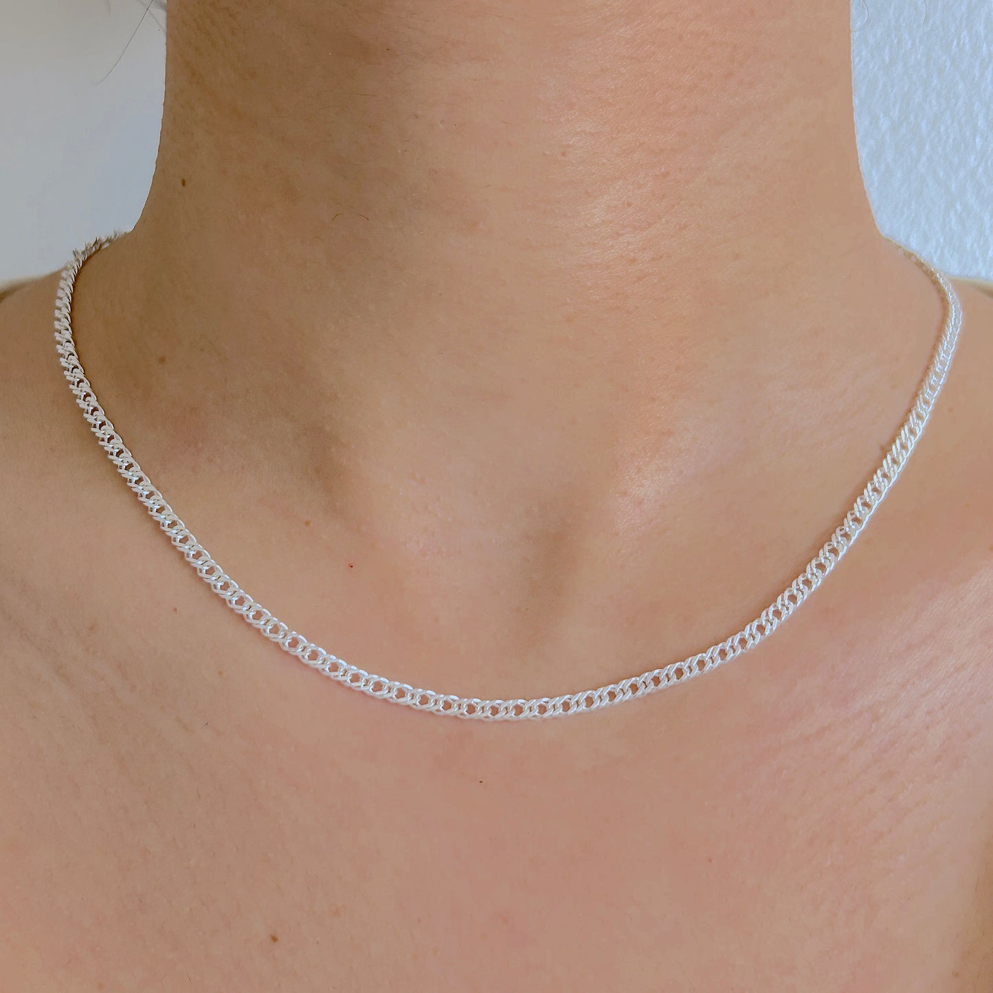 925 Sterling Silver Women 3mm Double Curb Chain