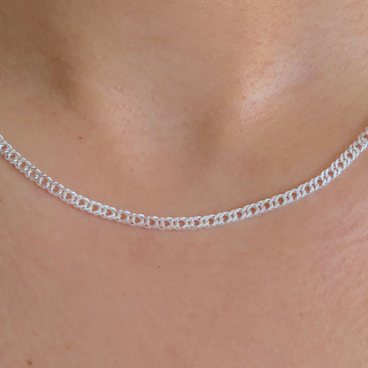 925 Sterling Silver Women 3mm Double Curb Chain