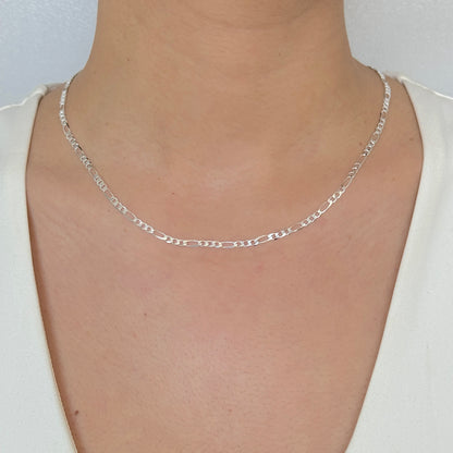 925 Sterling Silver Women 3mm Figaro Chain