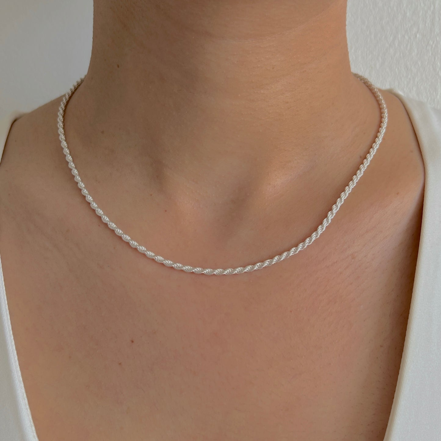 925 Sterling Silver Women 3mm Twisted Rope Chain