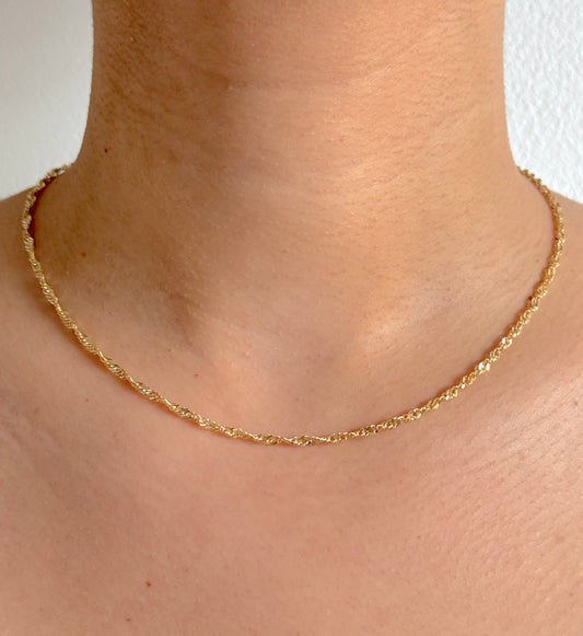 9ct Yellow Gold Women 3mm Twisted Singapore Chain