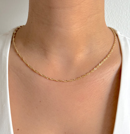 9ct Yellow Gold Women 3mm Twisted Singapore Chain