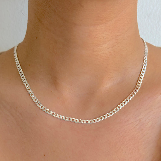 925 Sterling Silver Women 4.5mm Curb Chain