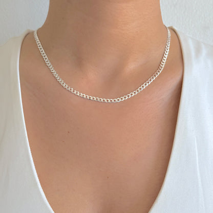 925 Sterling Silver Women 4.5mm Curb Chain