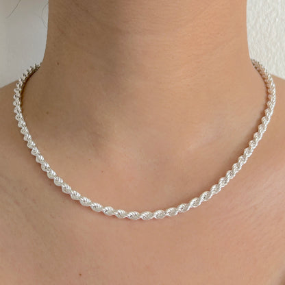 925 Sterling Silver Women 4.5mm Twisted Rope Chain