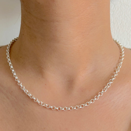 925 Sterling Silver Women 4.5mm Round Belcher Chain