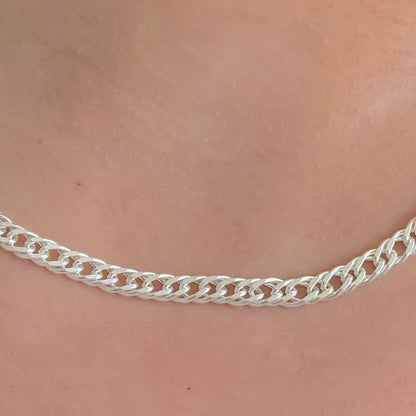 925 Sterling Silver Women 4mm Double Curb Chain