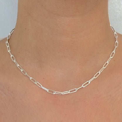 925 Sterling Silver Women 4mm Paperclip Chain