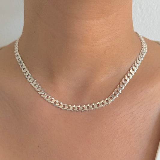 925 Sterling Silver Women 6.5mm Curb Chain