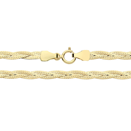 9ct Yellow Gold Women 4mm Knitted Snake Chain