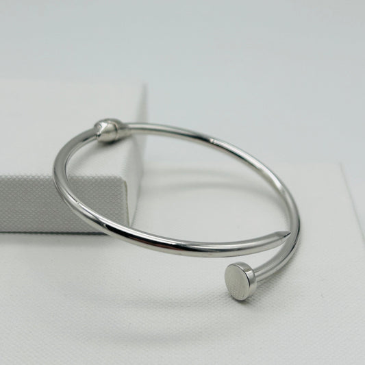 925 Sterling Silver Double Head Nail Bangle