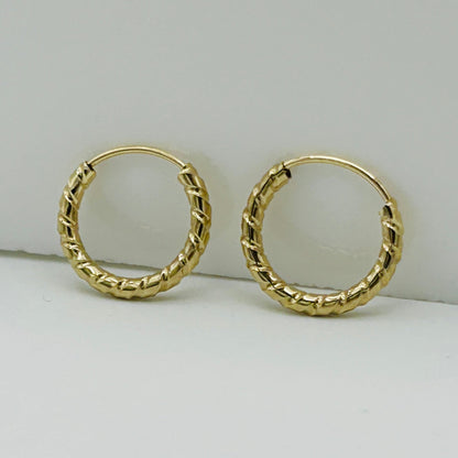 9ct Yellow Gold 1.5mm Twisted Round Sleeper Earring