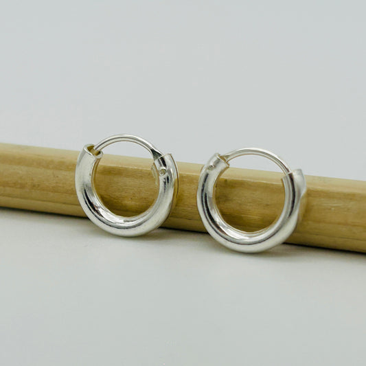 925 Sterling Silver 2.5mm Plain Round Sleeper Earrings