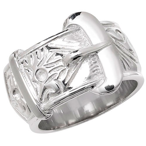 925 Sterling Silver Mens Large Heavy Buckle Ring