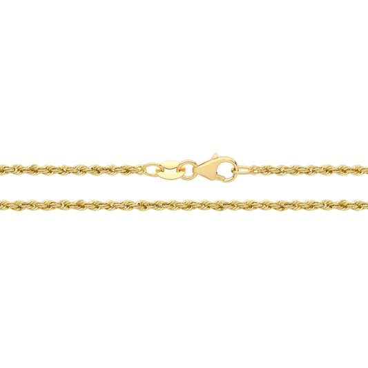 9ct Yellow Gold Men 2mm Twisted Rope Chain