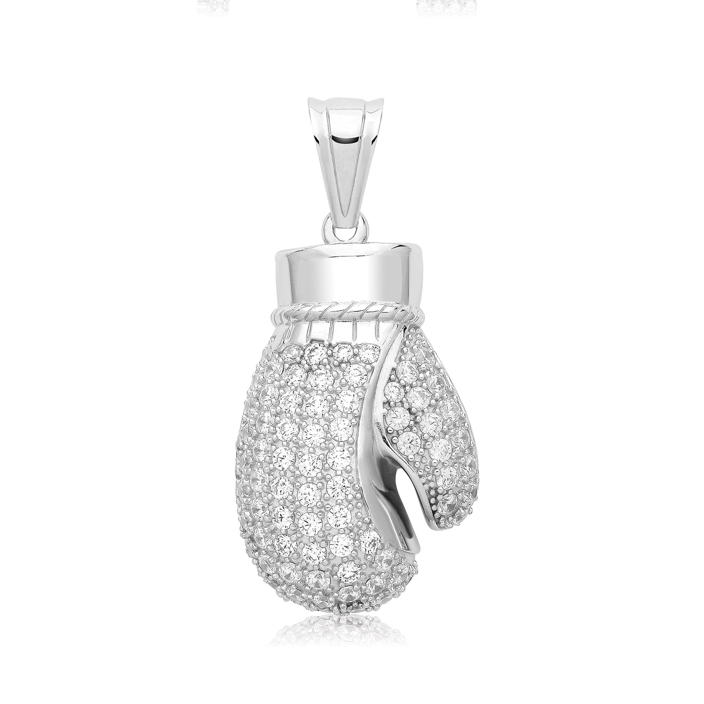 925 Sterling Silver Diamond Large Boxing Glove Pendant