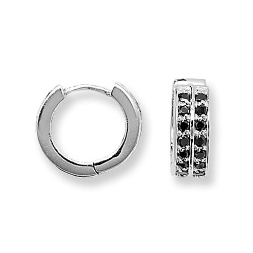 925 Sterling Silver Mens Onyx 14mm Hinged Earring