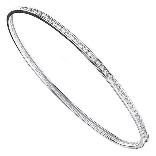 9ct White Gold Ladies 3MM Tennis Oval Bangle