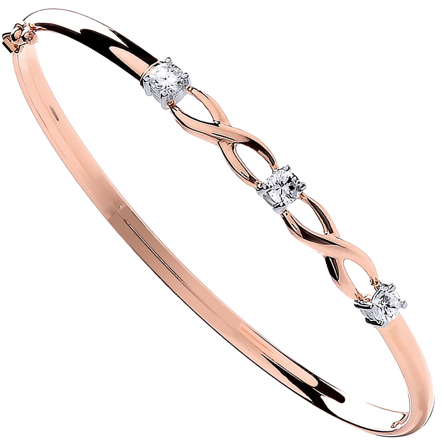 9ct Rose Gold Ladies 4MM Fancy Oval Hinged Bangle