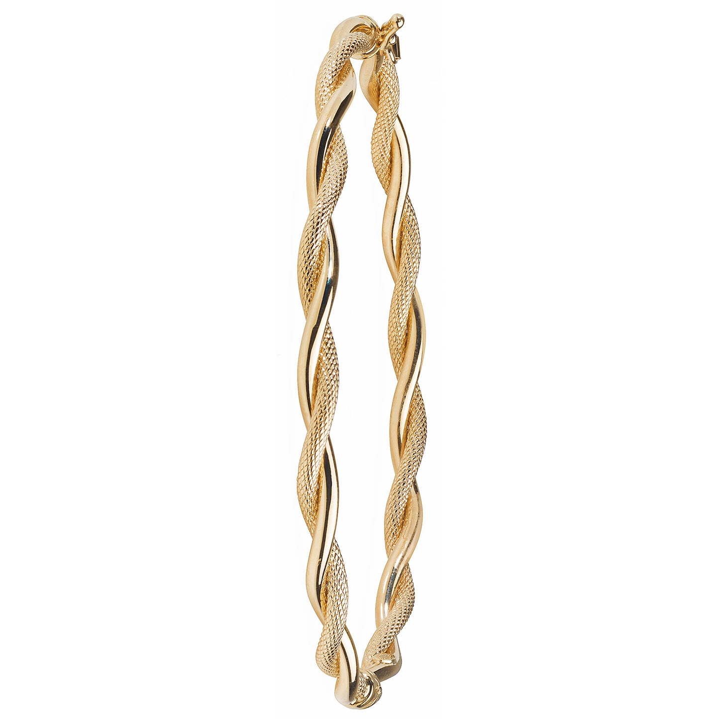 9ct Yellow Gold Ladies 4MM Twisted Hinged Bangle