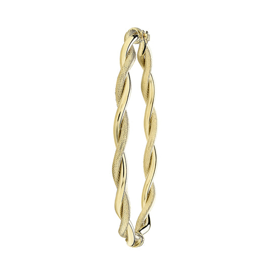 9ct Yellow Gold Ladies 5MM Twisted Hinged Bangle