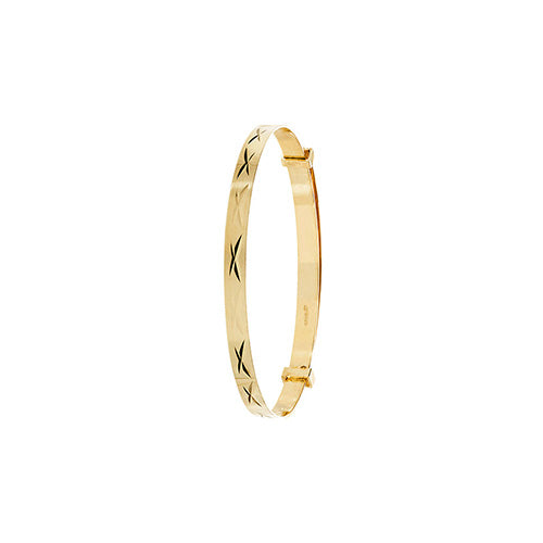 9ct Gold Diamond Cut Baby Toddler Kids Bangle - jewellerysavers