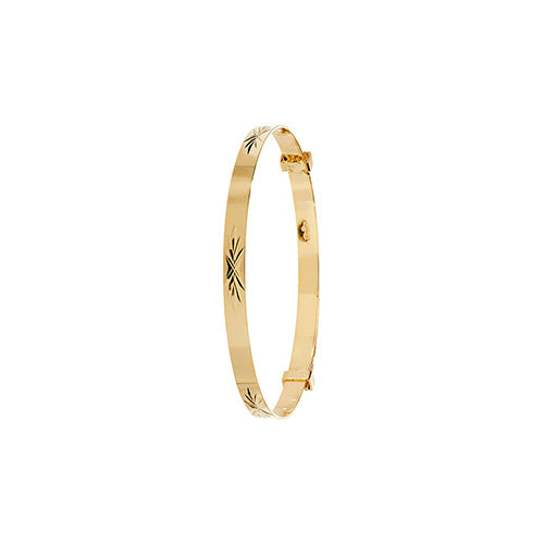 9ct Gold Diamond Cut Baby Toddler Kids Bangle - jewellerysavers