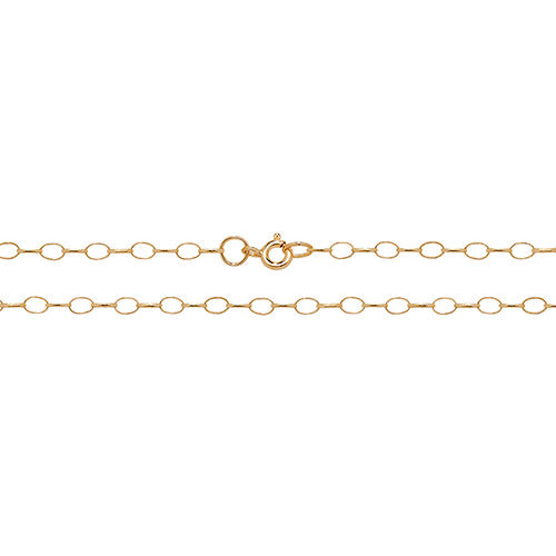 9ct Gold Oval Belcher Chain Necklace - jewellerysavers