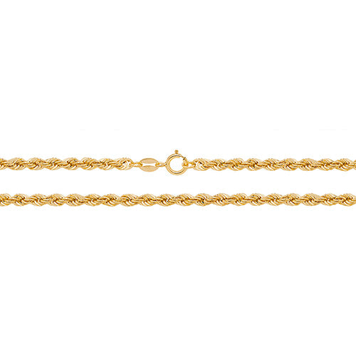 9ct Yellow Gold Rope Chain Necklace - jewellerysavers