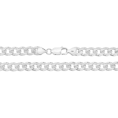 925 Sterling Silver Heavy Gent's Curb Pave Chain - jewellerysavers