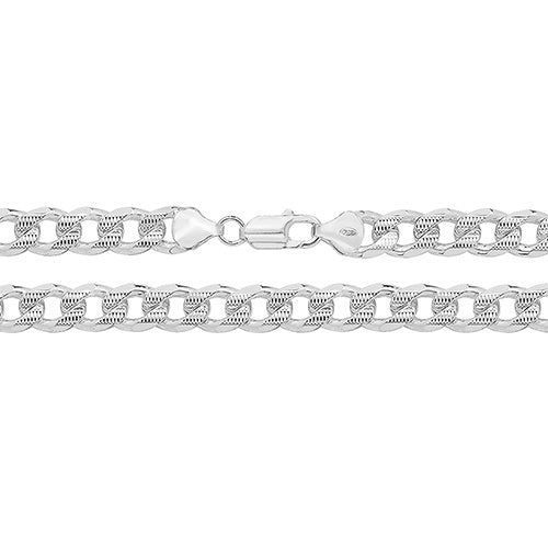 925 Sterling Silver Heavy Gent's Curb Pave Chain - jewellerysavers