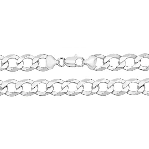 925 Sterling Silver Gent's Chunky Flat Open Curb Chain - jewellerysavers