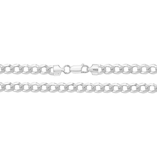 925 Sterling Silver Gent's Flat Curb Chain - jewellerysavers