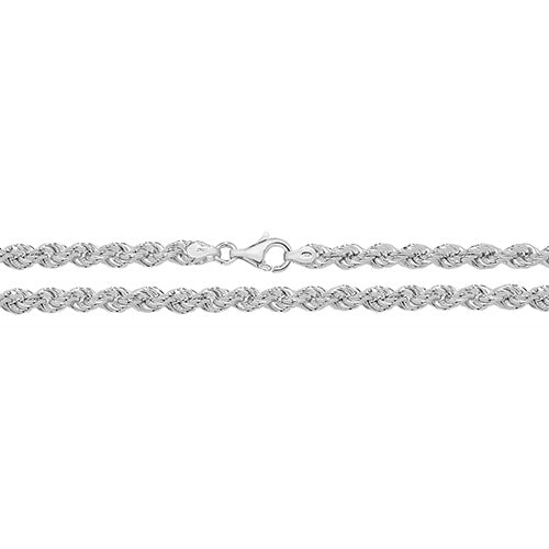 925 Sterling Silver Gent's Rope Chain Necklace - jewellerysavers