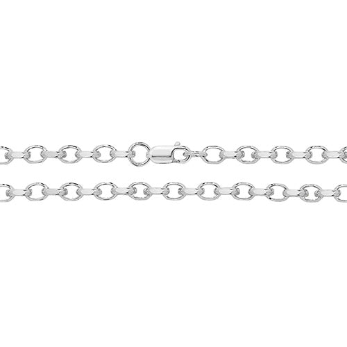 925 Sterling Silver Oval Faceted Belcher Chain - jewellerysavers