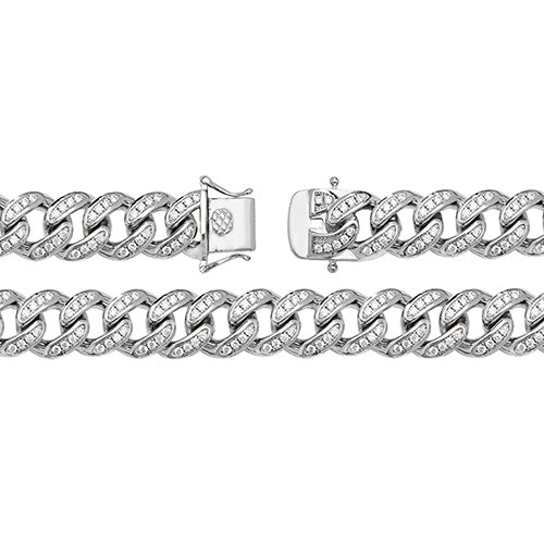 925 Sterling Silver Gent's Chunky Cubic Zirconia Curb Chain - jewellerysavers