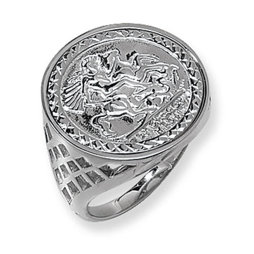 925 Sterling Silver Gent's St George Basket Ring - jewellerysavers